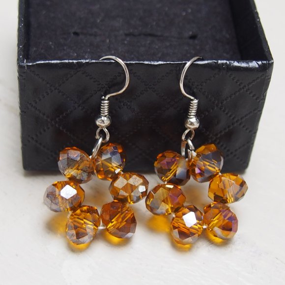 Jewelry - Gleaming Amber Aurora Borealis Dangle Earrings
